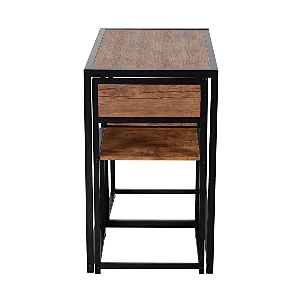 HOMCOM 3 Pcs Table Stool Set Industrial Design w/Steel Frame MDF Panels Living Room Bar Modern Furniture - Image 9