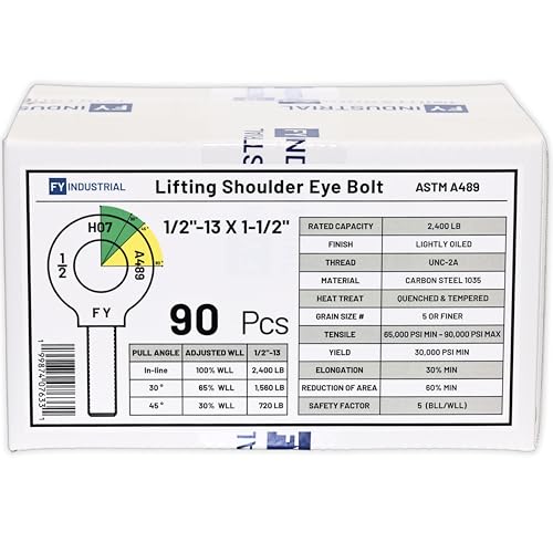 Image of Bulk Carton of 90 Pcs Lifting Shoulder Eye Bolts 1 /2 inch-13 X 1-1 /2 inch