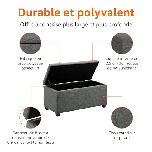 Banc d’entrée rembourré, rangement, charnière sécurité Amazon