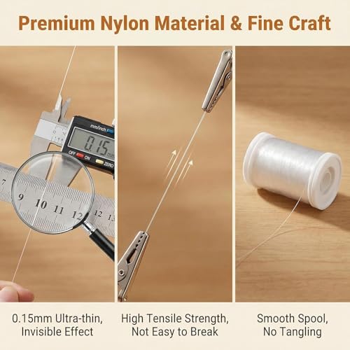 Hilo invisible nylon transparente 0.15mm x 200m 3 piezas miniatura 5
