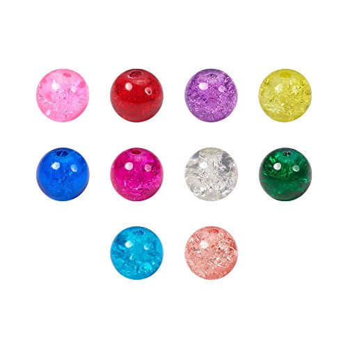 image for PH PandaHall 200pcs 8mm Crackle Lampwork Beads 10 Color Handcrafted Gl