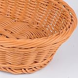 CHUENKUK 4 Stück Ovaler Brotkörbe Kunststoff, Rattan Brotkorb Oval, 30 x 20 x 7cm Braun Plastik Brotkörbchen Aufbewahrungskorb Präsentkörbe für Brot, Obst, Gebäck