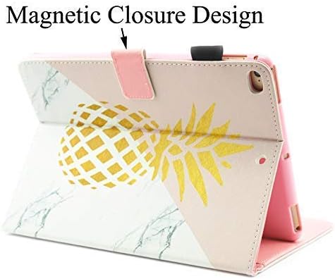 iPad 9.7 2017 / 2018 Case, iPad 6th Generation Case / iPad 5th Generation Case, Fvimi Multi-Angle Viewing Leather Folio Smart Cover with Auto Sleep/Wake for iPad 9.7 Inch Tablet, Gold Pineapple