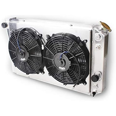 LUXERAD OHOB-COOL Aluminum Radiator with Fan for Chevy Corvette & S10 Cover