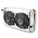 OHOB-COOL 3 Row Full Aluminum Radiator with Fan For 1984-1990 Chevy Corvette 5.7L V8 /1982-2002 S10 Conversion LS