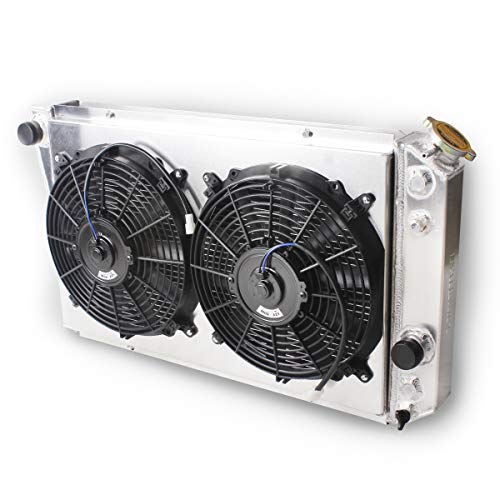 OHOB-COOL 3 Row Full Aluminum Radiator with Fan For 1984-1990 Chevy Corvette 5.7L V8 /1982-2002 S10 Conversion LS