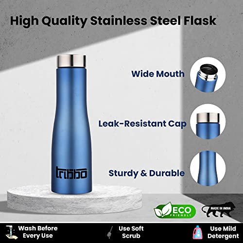 Image of TB Stainless Steel Water Bottle 1 litre, Water Bottles For Fridge, School,Gym,Home,office,Boys, Girls, Kids, Leak Proof(BLACK,STEEL CAP, PACK OF 1, 1000 ML Model-Flora)