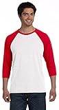 Bella Canvas 3/4-Sleeve Baseball T-Shirt (3200) White/Red, M
