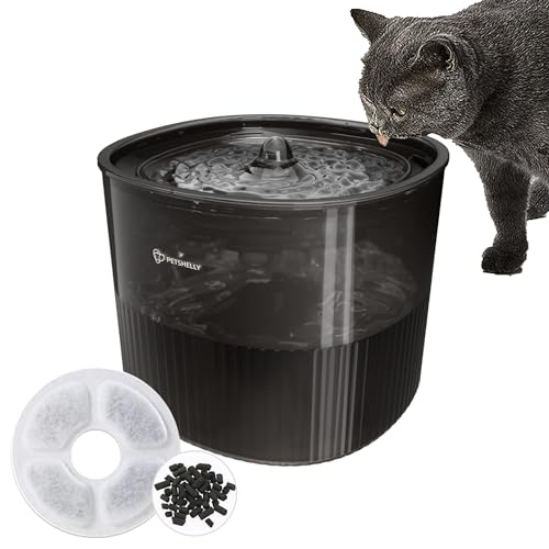 Cat Water Fountain, 60oz/1.8L Ultra Quiet Automatic Cat Water Fountains with Filter, Water Dispenser for Cats, Dogs, Small Pets (Black, Plastic)