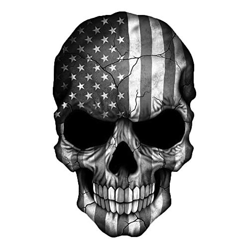 Image of Skull American Flag Black and White Decal Sticker USA Truck Bike Helmet Vehicle Window Wall (5 inch Tall)