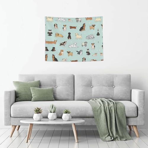 Wandteppich mit Hundemotiv, Kunstdekor, Stoff für Schlafzimmer, Wohnzimmer, Studentenwohnheim