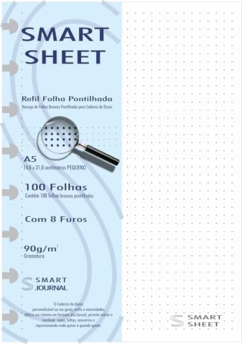 Refil Caderno de Discos 90g 100 Folhas Pontilhado Pequeno 8 Furos A5