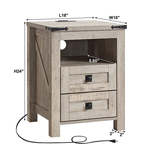 T4Tream Nightstand Wtih Charging Station, End Table, Side Table With 2 Drawers Storage Cabinet For Bedroom, Living Room, Farmhouse Design, Wood Rustic,Light Rustic Oak #TOP5