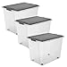 Produktbild Rotho Compact 3er-Set Aufbewahrungsbox 70l mit Deckel und Rollen