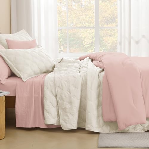 Image of Litanika King Size Quilt Bedding Set, Ivory Summer Lightweight Soft Comforter Bedspreads & Coverlets, Boho Farmhouse Bedding Cover Bed Decor All Season, 3 Pieces (1 Quilt, 2 Pillowcases)