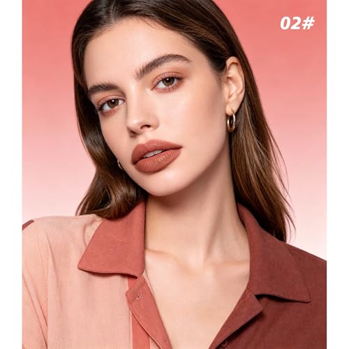 Image of Matte Lip Liner Lip Stick Lip Oil Set, Lip Makeup Set Natural Smooth Long-Lasting And Hydrating Beauty Daily Cosmetics Gift for Girls Easy-to-Use(#02)