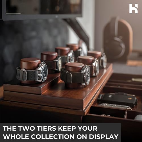 Watch Display Case For Men – Premium Wrist Watch Storage Case To Display Your Collection – Watch Display Box – Watch Case Holder – Mens Watch Box & Watch Cases – Walnut Wooden Watch Case Watchbox #TOP2
