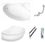 ✅Baignoire d'angle acrylique Finezja 140x95 cm droite; tablier acrylique, siphon et silicone gratuit