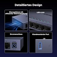 UGREEN LAN Switch 5 Port Netzwerk Switch Gigabit Web Switch, Plug und Play, VLAN, QoS, Link-Aggregation, IGMP-Snooping, energieeffizient, Robustes Metallgehäuse, unterstützt Light-Management – Ansicht 6