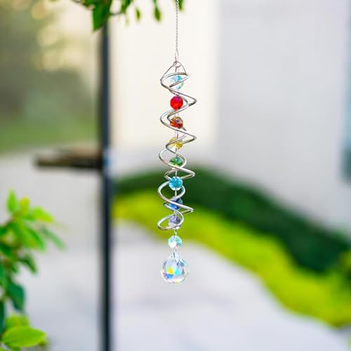 Boule d'observation en cristal AB de 52,1 cm avec spirale décorative suspendue de qualité - 4