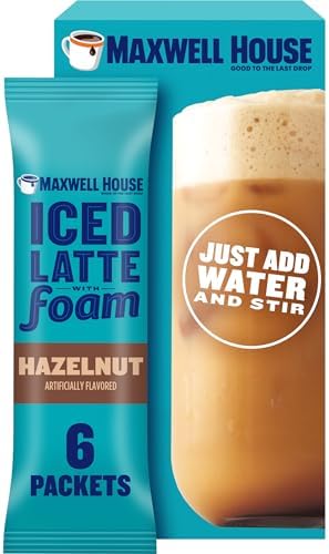 Maxwell House Iced Hazelnut Latte with Foam All in One Drink Mix, 5.82 oz, 6 Packets