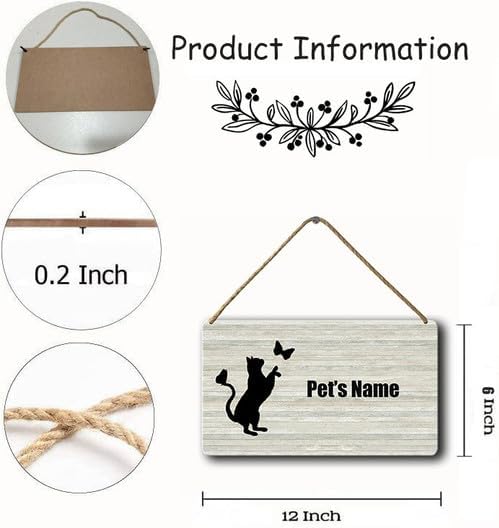 Personalized Cat Name Sign - Custom Wooden Plaque