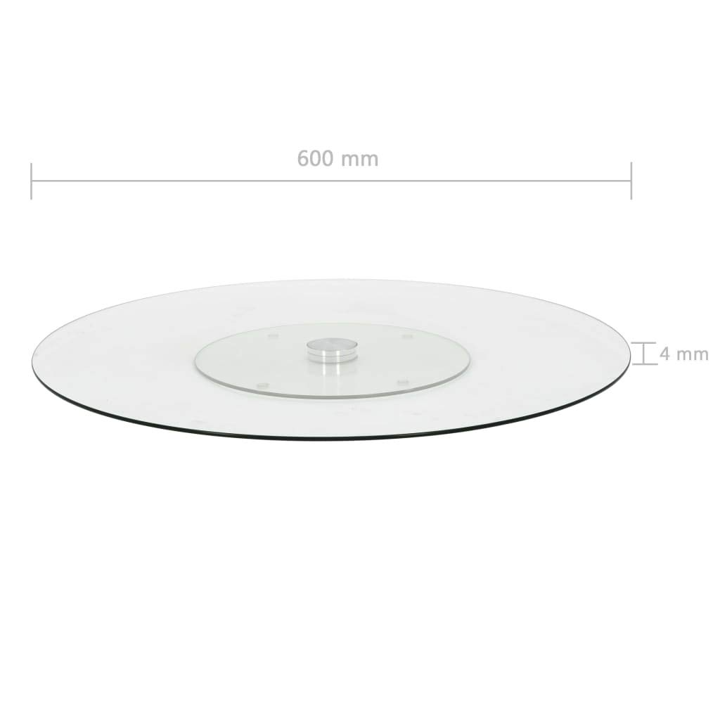Piatto da portata girevole in vetro temperato trasparente, 60 cm, girevole a 360 gradi, piatto da portata, piatto da buffet, piatto per formaggio, piatto per torte, piatto per tapas, per