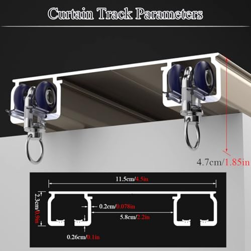 Double rail à rideaux aluminium blanc 120cm cloison douche - 5