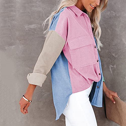 Fmchico Charmap- Rain Jackets For Women Waterproof Men’s Corduroy Shirt Button Down Snap Lapel Collar Long Sleeve Pockted Casual Lightweight Jacket Coats #TOP4