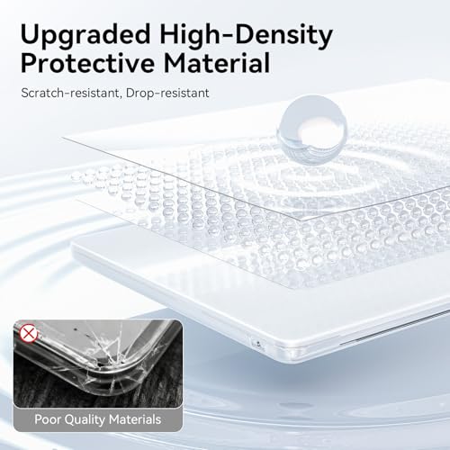 Image of EooCoo Case Compatible with MacBook Air 15 inch M5 2026 2025-2023 Release M4 M3 M2 Model A3448 A3241 A3114 A2941, Plastic Hard Shell Case & Keyboard Cover & Screen Protector, Original Clear