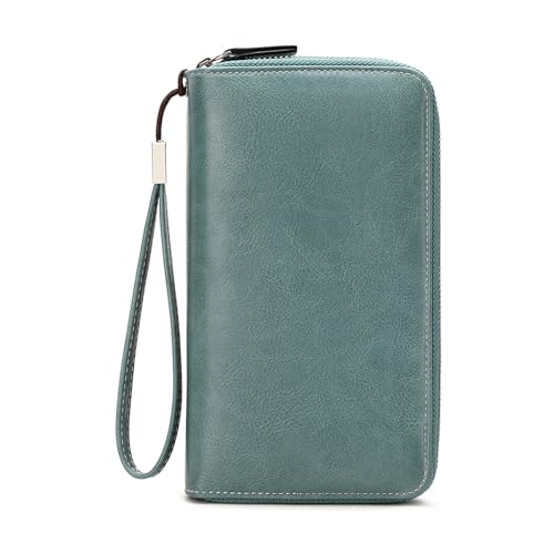 Image of Women's RFID Blocking Wallet Large Zip Around Leather Clutch with Wristlet | Large Capacity, 23 Card Slots, 2 ID Windows, Phone Holder, Soft PU Leather, RFID Secure, Coin Pocket, Checkbook Holder