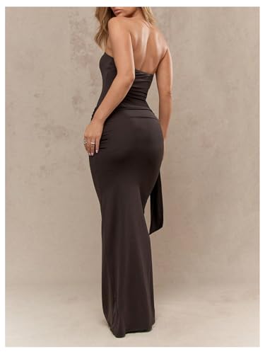 Milumia Women's Tie Knot Strapless Bodycon Dress Cocktail Sexy Maxi Tube Dresses2