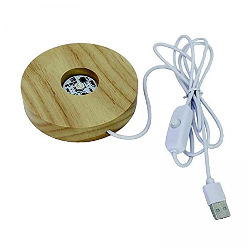 2xWooden Round LED Light Base Display Stand Lamp for Crystals Ball Colorful-image-42