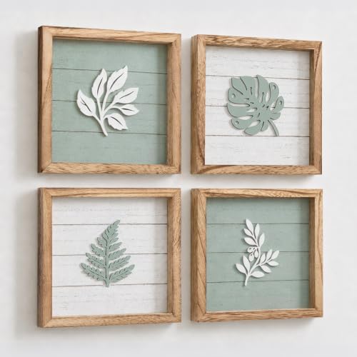 Tide and Tales Leaves of Meaning 3D Sage Green Wall Art (Set of 4...