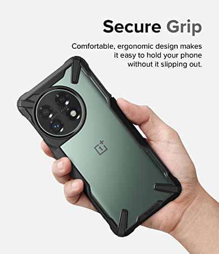 Image of Ringke Fusion-X Compatible with OnePlus 11 5G Case Cover Transparent Hard PC Back Soft Flexible TPU Bumper Scratch Resistant Shockproof Protection OnePlus 11 Back Cover - Black (Not for 11R)