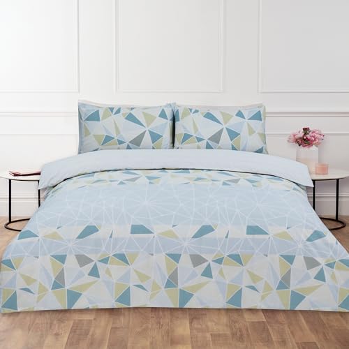 Duvet Covers 3 Piece Set Soft Microfibre Polyester Bedding With Matching Pillowcases Double Plain Reversible Printed Quilt Cover Easy Care Machine Washable Anti-Allergic (Luxe Marble, Single)