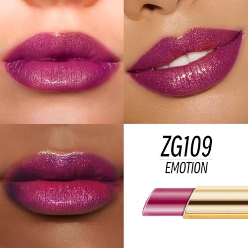 Depuplum Dark Purple Shimmer Lipstick for Women Mulberry Moisture Tinted Lip Balm Nourish Dark Burgundy Lip Gloss Glitter Lip Stick (ZG109 Emotion - Mulberry) — view 2
