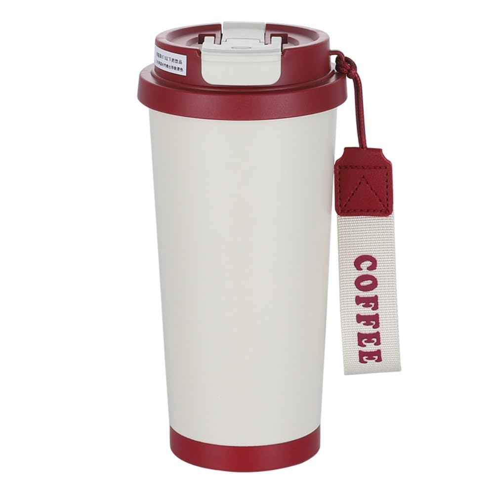 USUASI Isolierte Kaffeetasse aus Edelstahl, Klasse 316, großes Fassungsvermögen, doppelwandig, tragbar (500 ml, D)