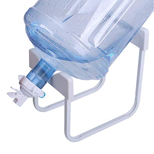 3-5 Gallon Water Jug Stand with 1 Pcs White Dispenser Valve and 1pc Dustproof Plug, Non Slip Water Stand with Food Grade Fast Flow Water Spout for 55MM Non Threaded Crown Top Water Jugs, White
