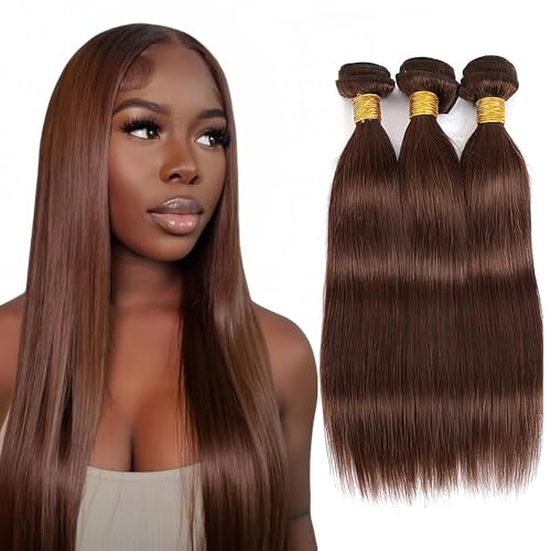 #4 Dark Brown Bundles Human Hair Straight Human Hair Bundles 18 20 22 Inch SeeGovie Unprocessed Brazilian Virgin Hair Chocolate Brown Straight Bundle Human Hair Extensions 150 Gram