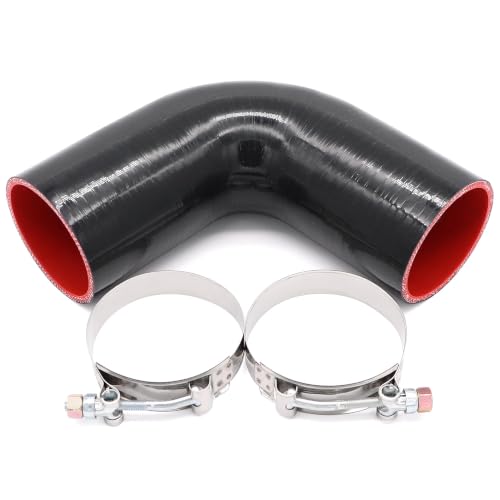 Image of 90 Degree Elbow Coupler Silicone Hose 4-Ply 2.75-inch(70mm) for Turbo /Intercooler /Intake Piping,Length 120mm Thickness 5mm with T-Bolt Clamp