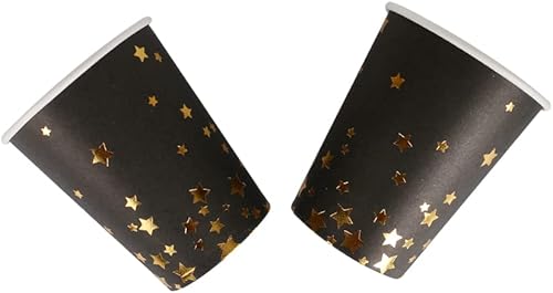 Miniatura 2 de Geeklife Vasos de papel para fiesta de papel con texturas doradas de mármol azul, juego de tazas decorativas desechables de 9 onzas, suministros de