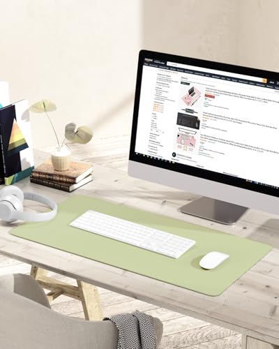 Image of YSAGi Non-Slip Leather Desk Pad, Waterproof Laptop Computer Desk Keyboard Mat, Table Protector Blotter Mat, Large Mouse Pad for Office /Work /Home /Decor(Matcha Green, 31.5 inch x 15.7 inch)