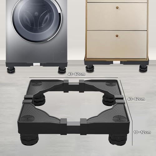 Oragke Base Lavatrice Antivibrazione Con 4 Piedini Antiscivolo, Supporto Per Lavatrice/Asciugatrice/Frigorifero, Regolabile Larghezza 43-62 Cm, Altezza 11-12 Cm, Carico Massimo 500 Kg - 6