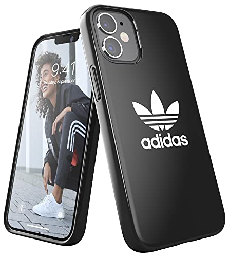 adidas Coque de téléphone conçue pour iPhone 12, résistante aux Chutes, aux Chocs, Bords surélevés, Coque de Protection Originale, Noire