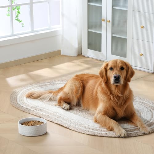 Image of MALACASA Ceramic Dog Food Bowl, Water Dish for Medium Breeds, 6 Cups