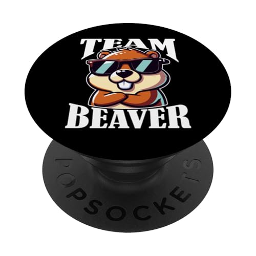 Team Beaver Funny Squad BBQ Cool Beaver con gafas de sol PopSockets PopGrip Adhesivo