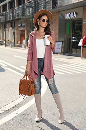 Image of VIISHOW Womens Lightweight Casual Hoodie Cardigans Open Front Waffle Knit Long Sleeve Outwear Coat with Pockets