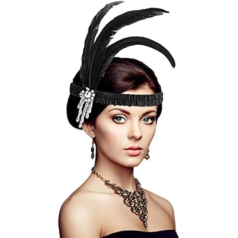 Molain 1920s Flapper Headband with Feathers Cover