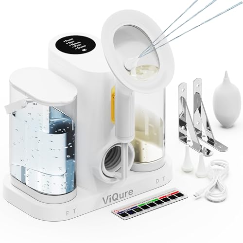 Electric Ear Wax Removal Kit, Ear Irrigation Flushing System with Dual Large Water Tank, 4 Pressure Mode, 2 Tips, Safe Water Ear Cleaner, Effective Ear Flushing Kit for Adults, Waterproof IPX6